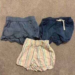 Crewcuts Girls 3-Pack Shorts — Denim Blues & Pastel Stripe